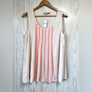 Loft Cream Flowing Sleeveless Pleated Tank Top Size M NWT
